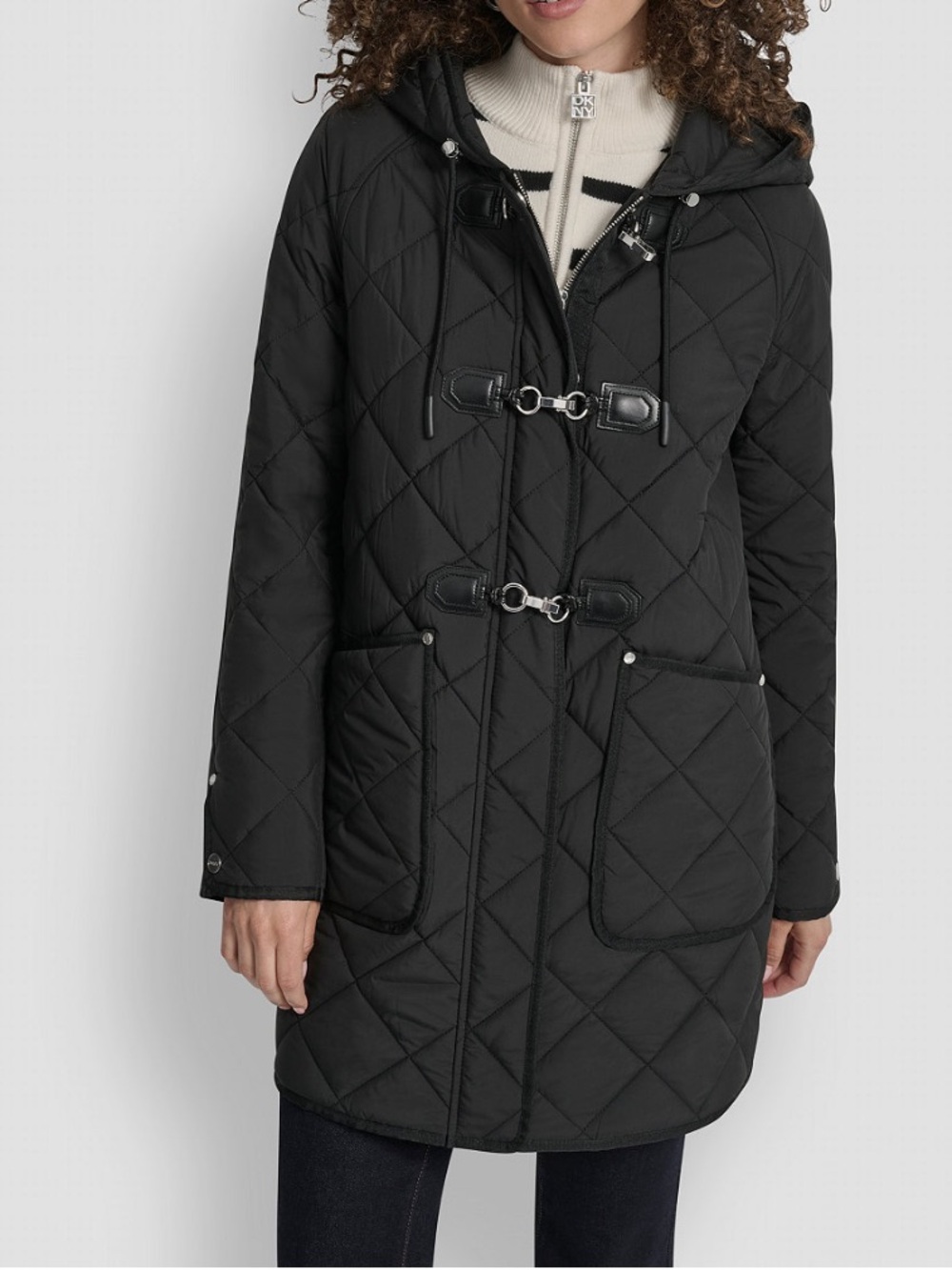 NWT DKNY Women's Hooded Toggle Quilted Coat.
